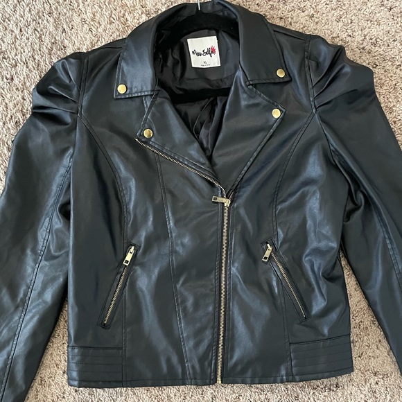 Black Faux Leather Jacket- XL - Picture 2 of 2